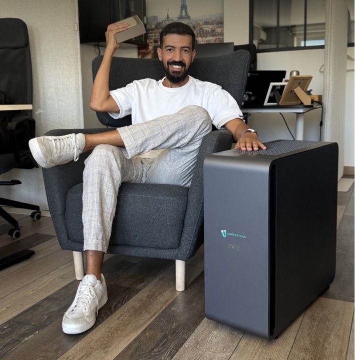 Naama Bak beside a Dell Pro Max GB300 workstation in Understand Tech’s office